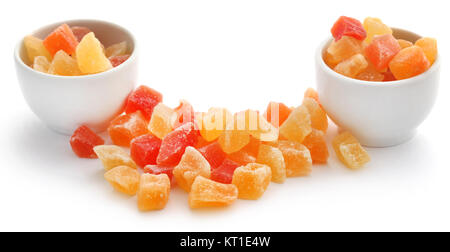 Getrocknete Früchte Aprikose und Papaya mit einigen anderen in weiße Schüssel Stockfoto