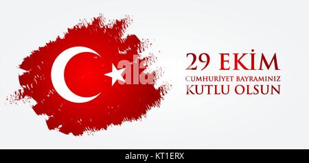 29 Das Ekim Cumhuriyet Bayraminiz kutlu olsun. Übersetzung: 29. Oktober Happy Tag der Republik Türkei. Grußkarte Designelemente. Stock Vektor