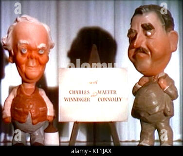 Im ersten Abspann des 1937 erschienenen Films *Nothing Sacred* sind Charles Winninger und Walter Connolly zu sehen. Dieser Comedy-Film unter der Regie von William A. Wellman zeigt ihre Auftritte als Teil der Besetzung und markiert den Beginn einer bemerkenswerten Kinoproduktion. Stockfoto