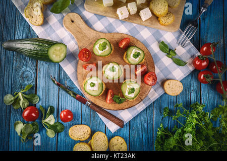 Blick von oben auf die Brot Zwieback Stockfoto