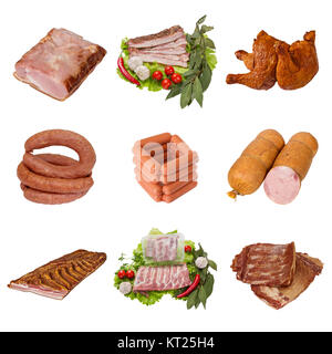 Einstellen eines anderen Fleischerzeugnissen Stockfoto