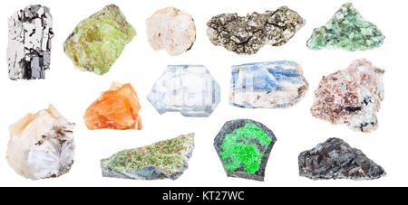 Sammlung von verschiedenen natürliche mineralische Kristalle Stockfoto