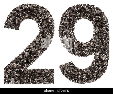 Arabische Zahlen 29, 29, von Schwarz eine Natürliche Zeichenkohle, auf weißem Hintergrund Stockfoto
