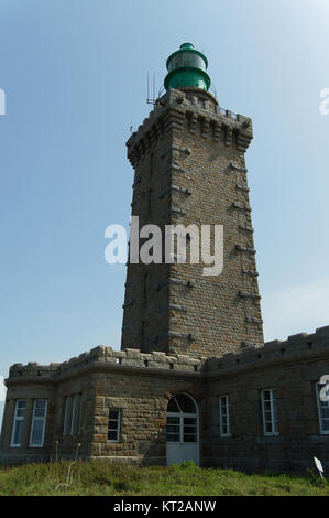 Leuchtturm von Cap Fréhe, einer Halbinsel in den Côtes-d'Armor in der nördlichen Bretagne, Frankreich Stockfoto