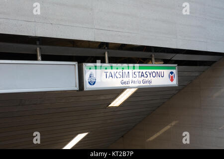 Taksim U-Zeichen in Istanbul, Türkei, 18. September 2017 Stockfoto