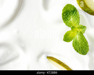 Griechischer Joghurt oder Sauerrahm Textur Stockfoto