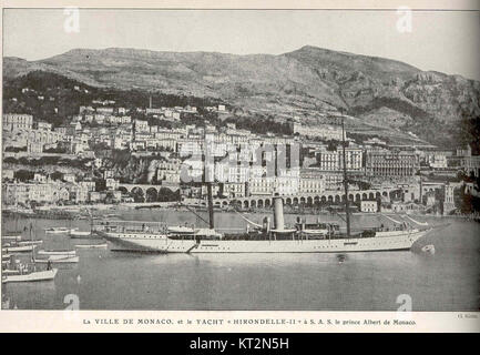 Die Ville de Monace und die Yacht Hirondelle II sind mit Prinz Albert von Monaco verbunden. Die Yacht, genannt „Hirondelle II“, ist ein bemerkenswertes Schiff, das mit den maritimen Aktivitäten und der Geschichte des Prinzen in Monaco verbunden ist. Stockfoto