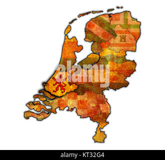 South Holland auf der Karte von Provinzen der Niederlande Stockfoto