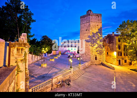 Stadt Zadar fünf Brunnen quadrat Abend anzeigen Stockfoto