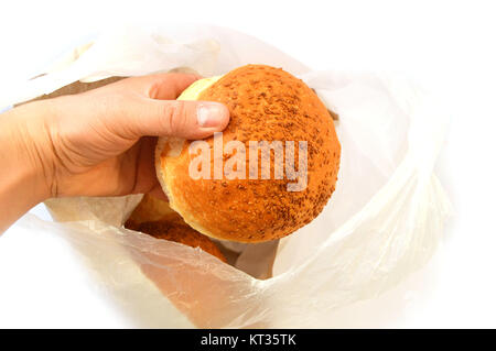 Türkisches Brot, winzige Brot, Sesam Brot, Bilder von Brot in einem Beutel Stockfoto