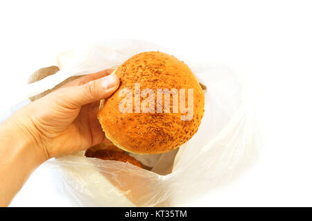 Türkisches Brot, winzige Brot, Sesam Brot, Bilder von Brot in einem Beutel Stockfoto