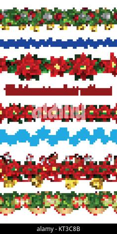 Satz von nahtlosen Grenzen helle Spaß Weihnachten Winter Urlaub Muster Vektor Stock Vektor