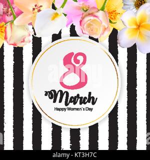 Plakat Internationale Happy Tag der Frau am 8. März floralen Gruß c Stock Vektor