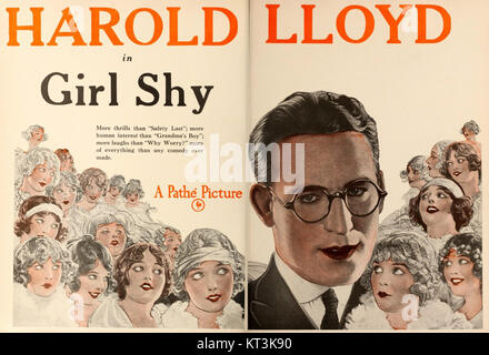 Der Werbespot „Girl Shy“ wirbt für den Stummfilm aus dem Jahr 1924 mit Harold Lloyd in der Hauptrolle. Der Werbespot fängt das Wesen der komödiantischen und romantischen Elemente des Films ein. Stockfoto