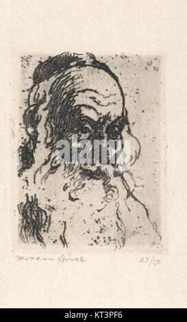 Dieses Kunstwerk von Hermann Struck mit dem Titel „Grafik JMBerlin“, das in der DDR-Zeit entstanden ist, beleuchtet die markante Drucktechnik von Struck und seine Auseinandersetzung mit Themen der deutschen Gesellschaft und Kultur im 20. Jahrhundert. Stockfoto