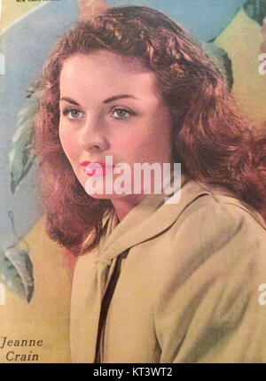 Jeanne Crain war eine US-amerikanische Schauspielerin, die in den 1940er Jahren für ihre Rollen in Hollywood-Filmen bekannt war Dieses Bild fängt sie 1948 ein, was wahrscheinlich ihre Karriere auf dem Höhepunkt ihrer Popularität widerspiegelt. Stockfoto