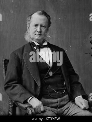 Porträt von John W. Forney, einem amerikanischen Zeitungsverleger, Journalisten und Politiker aus dem 19. Jahrhundert, fotografiert zwischen 1860 und 1875. Das Bild ist Teil der Brady-Handy Photograph Collection, die für ihre historische Bedeutung bei der Dokumentation prominenter Persönlichkeiten dieser Zeit bekannt ist. Stockfoto