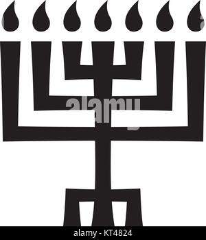 Menora (alte Hebräische sieben - Kerzenhalter), heiligen Leuchter mit sieben Lampen, im Tempel in Jerusalem verwendet. Religiöses Symbol des Judentums. Stock Vektor