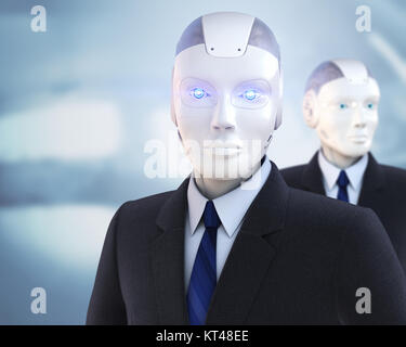 Roboter gekleidet in einem Anzug. 3D-Darstellung Stockfoto