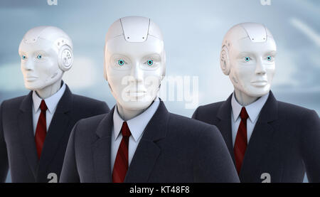 Roboter, gekleidet in einem Anzug. 3D-Darstellung Stockfoto