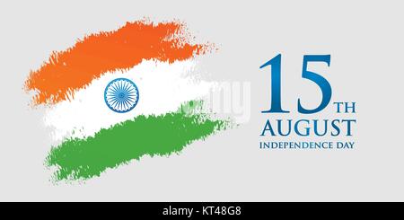 Unabhängigkeit Indiens Tag Grußkarte Vector Illustration. 15. August happy Independence Day. Stock Vektor