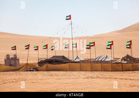 Desert Camp in Liwa Oase Stockfoto