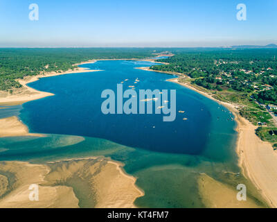 Luftaufnahme Lagoa de Albufeira Stockfoto