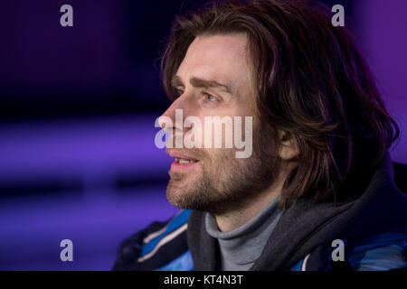 Peter Chernyshev während der Generalprobe des Eis Ballett "Der Nussknacker" in Novopushkinsky Platz in Moskau, Russland Stockfoto