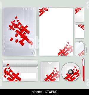 Corporate Identity-Vorlage mit farbigen Elementen. Vektor-Unternehmen-Business-Stil für Brandbook, Bericht und Leitlinie. Stock Vektor