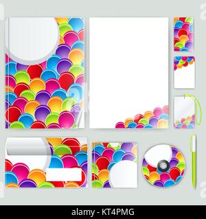 Corporate Identity-Vorlage mit farbigen Elementen. Vektor-Unternehmen-Business-Stil für Brandbook, Bericht und Leitlinie. Stock Vektor