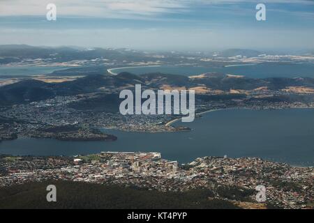 Hobart von oben Stockfoto