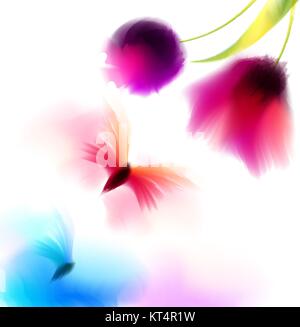 Aquarell romantische blühende Tulpen Blumen isoliert Vektor-illustration Vorlage Sommer für Hochzeit, Valentinstag, Muttertag, Geburtstag, Einladungen Stock Vektor
