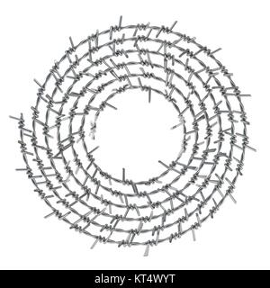 Spirale Stacheldraht Vorderansicht 3D Stockfoto