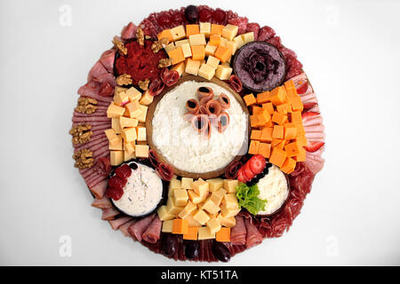 Wurst-Käse-Pastete-Platte Stockfoto