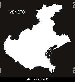 Veneto Italien Karte schwarz invertiert silhouette Stockfoto