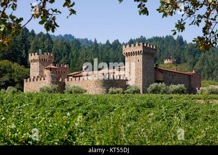 Napa Valley Weinberg und Schloss Stockfoto