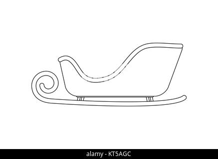 Santa sleigh Outline für Weihnachten Design auf weißem Hintergrund Stock Vektor