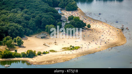 Badesee, Halterner Stausee, Halterner Siehe mit Seaside Resort und See Terasse, Luftaufnahme von Haltern am See, Haltern am See, Ruhrgebiet, Nord Stockfoto