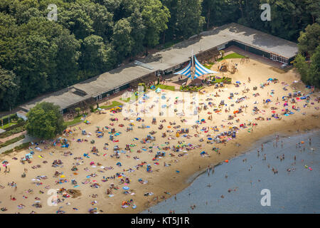 Badesee, Halterner Stausee, Halterner Siehe mit Seaside Resort und See Terasse, Luftaufnahme von Haltern am See, Haltern am See, Ruhrgebiet, Nord Stockfoto