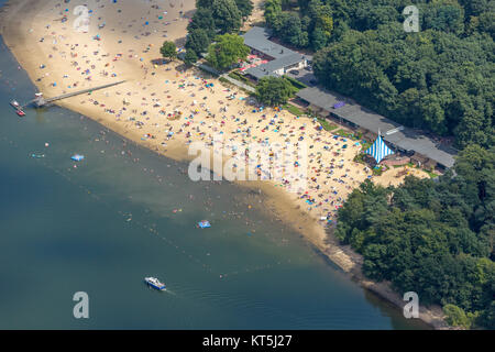 Badesee, Halterner Stausee, Halterner Siehe mit Seaside Resort und See Terasse, Luftaufnahme von Haltern am See, Haltern am See, Ruhrgebiet, Nord Stockfoto