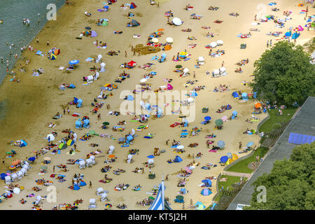 Badesee, Halterner Stausee, Halterner Siehe mit Seaside Resort und See Terasse, Luftaufnahme von Haltern am See, Haltern am See, Ruhrgebiet, Nord Stockfoto