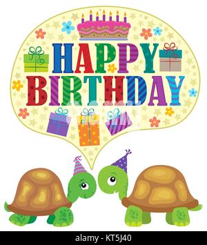 Happy birthday Thema mit Schildkröten 1. Stockfoto