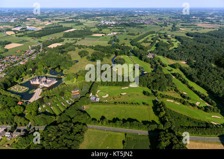 Golfclub Wasserburg Anholt eV, Wasserburg Anholt im Privatbesitz der Prinz zu Salm-Salm, Anholt, Anholt, Luftaufnahme von Isselburg, Niederrhein Stockfoto