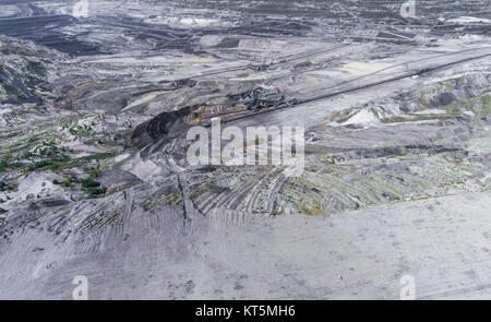 Zeche in Polen. Zerstörtes Land. Ansicht von oben. Stockfoto