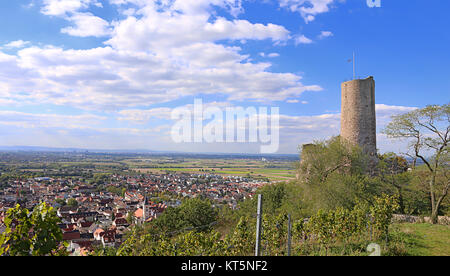 Die strahlenburg über der Oberrheinischen Tiefebene in Ladenburg Stockfoto