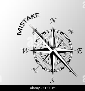 Illustration der Fehler Wort geschrieben beiseite Kompass Stockfoto