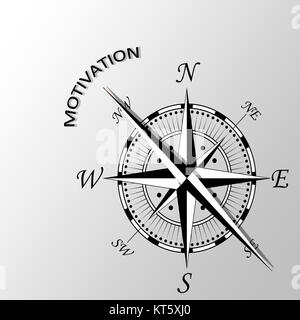 Darstellung der Motivation Wort geschrieben beiseite Kompass Stockfoto