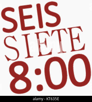 „Antiguo Logo de seis en el siete a las ocho a.m.“ bezieht sich auf ein altes Logo, das mit einem bestimmten Programm oder einer bestimmten Sendung verbunden ist, wahrscheinlich einer spanischsprachigen Fernseh- oder Radiosendung. Der Titel bedeutet „altes Logo der sechs um acht UHR“, das auf das Branding einer zeitbasierten Show hinweist. Stockfoto