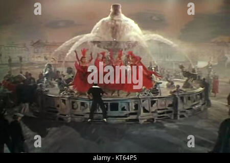 Der vierte Trailer zum Film „an American in Paris“ aus dem Jahr 1951 zeigt wichtige Szenen des Films und betont seine legendären musikalischen Zahlen und die romantische Geschichte. Der Film zeigt Gene Kelly und Leslie Caron vor dem Hintergrund Pariser Wahrzeichen. Stockfoto