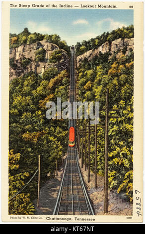 Der Lookout Mountain in Chattanooga, Tennessee, ist berühmt für seinen steilen Hang, der einen Panoramablick auf die umliegende Region bietet. Dieses Bild zeigt die natürliche Landschaft und die Bedeutung des Berges in der Geschichte der areaâ. Stockfoto